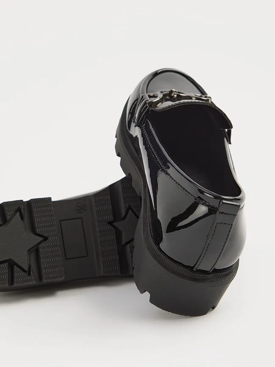 Black Heart Chain Loafers