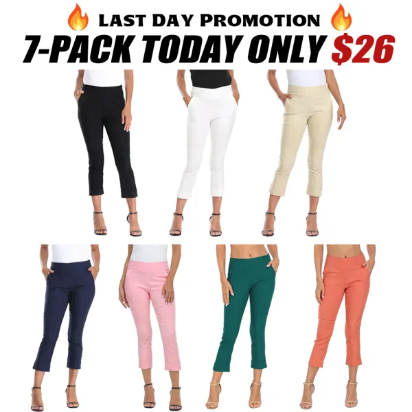 Women's Pull-On Capri Pants Stretch Straight Leg Trouser