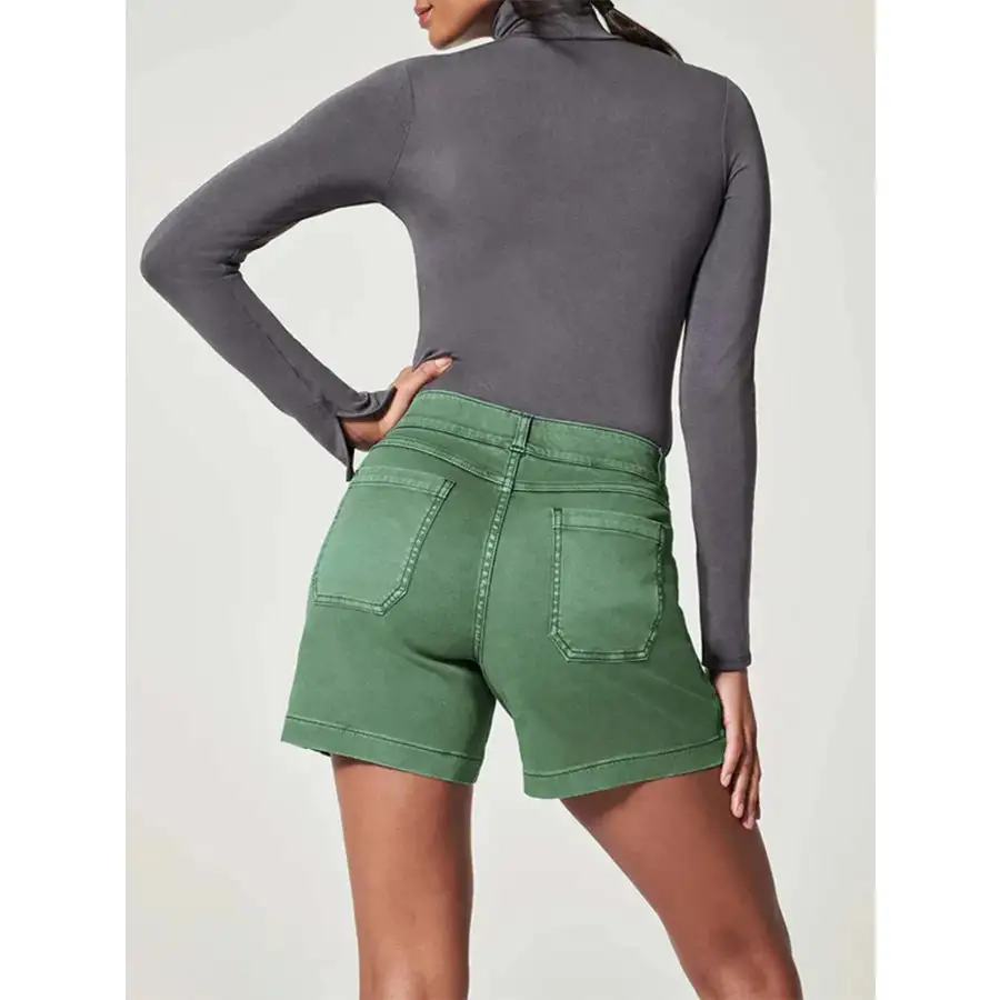 Pocketed Washed Denim Shorts