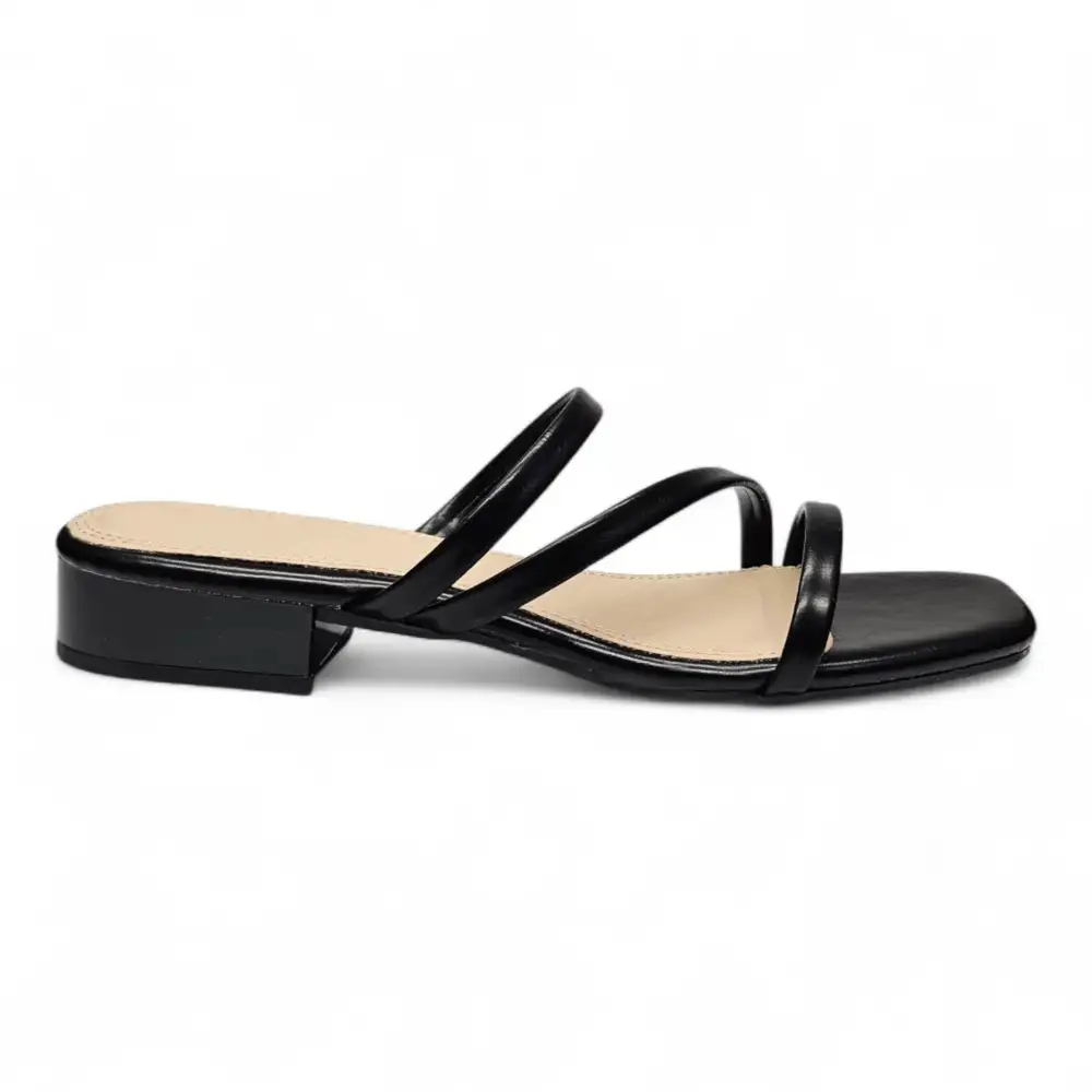 Airy Strappy Square Toe Block Heel Sandals