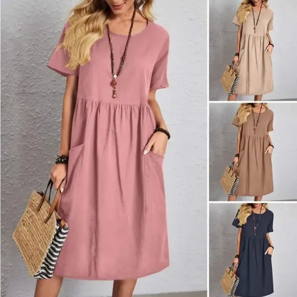 Linen Blend Cotton Blend Maxi Flowy Shape Dress