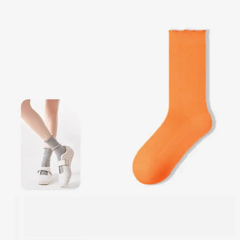 Lettuce Trim Ribbed Slouch Crew Socks