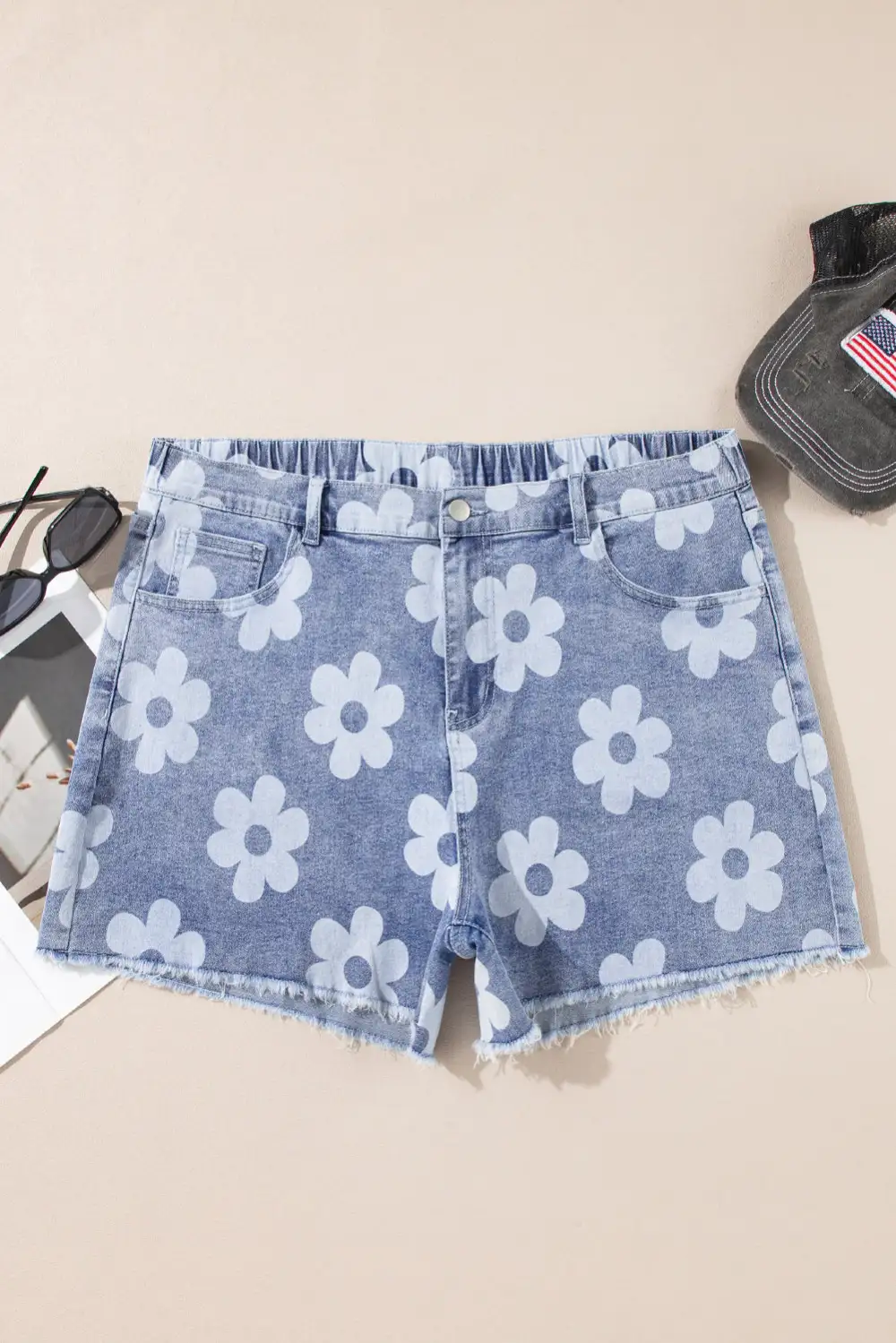 Blue Floral Pattern High Waist
