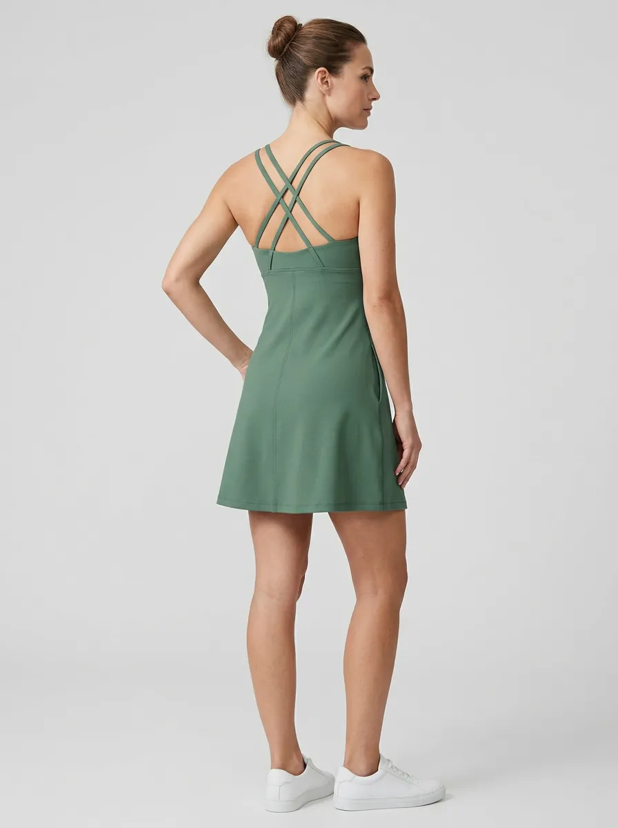 Women's Cross-Back Side-Pocket Active Mini Dress
