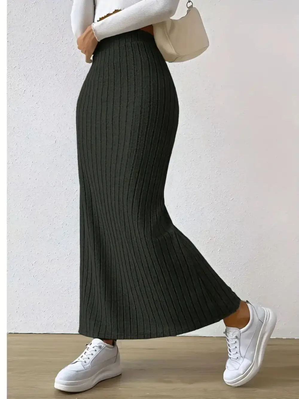 Knit Ribbed Maxi Skirt