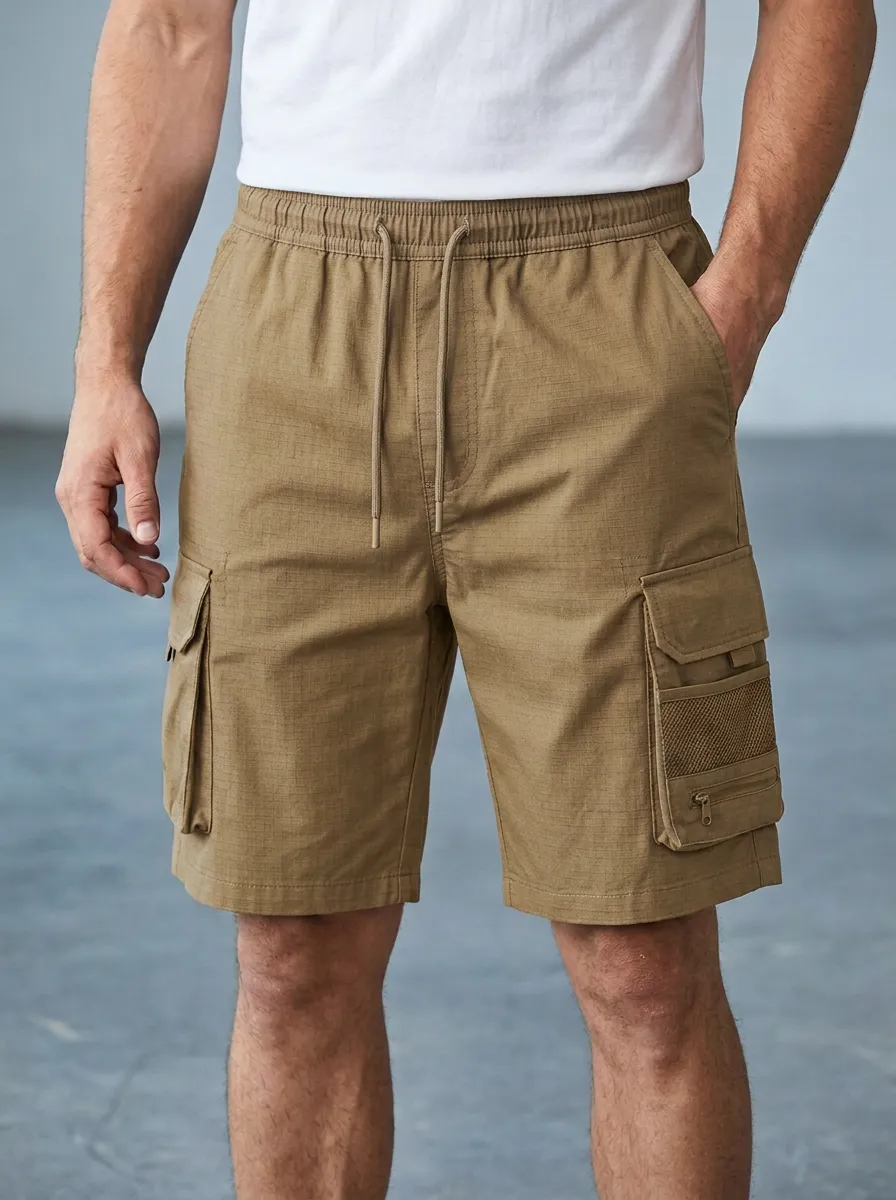 Trail-Look Multi-Pocket Casual Cargo Shorts
