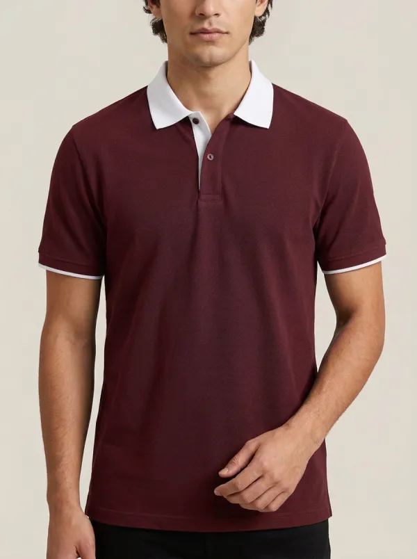 Men's Classic Everyday Contrast Collar Printed Polo Shirt