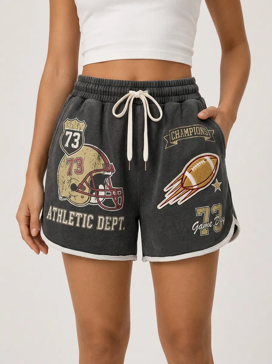 Women's Football Lover 73 Helmet Champion Printed Shorts