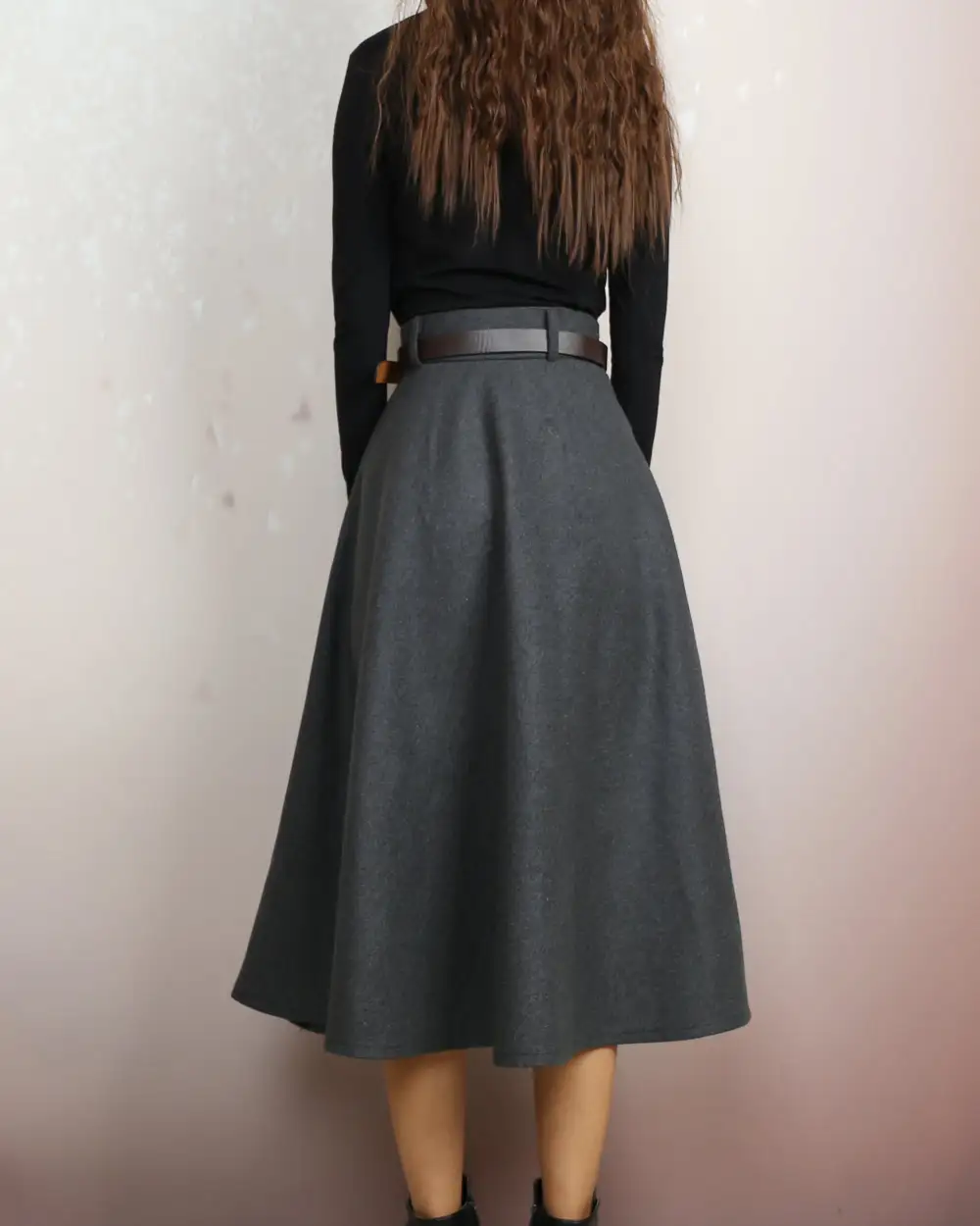 Everyday Belted Wool Maxi Skirt