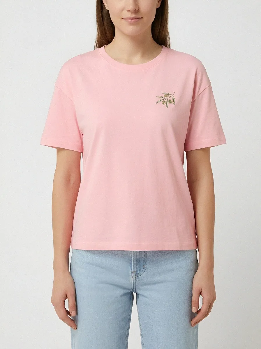 Women's Botanical Branch Embroidered Crewneck T-Shirt