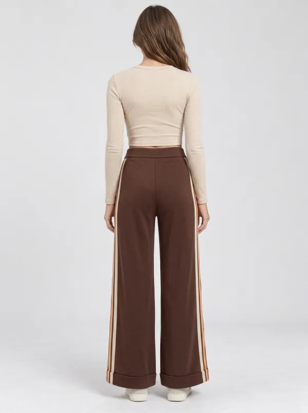Women's High-Rise Patch-Pocket Cuffed Wide-Leg Trousers