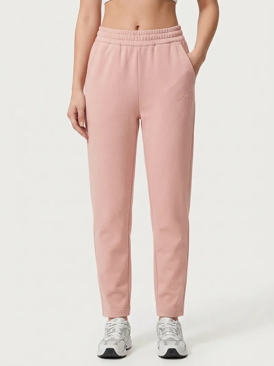 Women's Minimalist Wave Embroidery Solid Color Jogger Pants