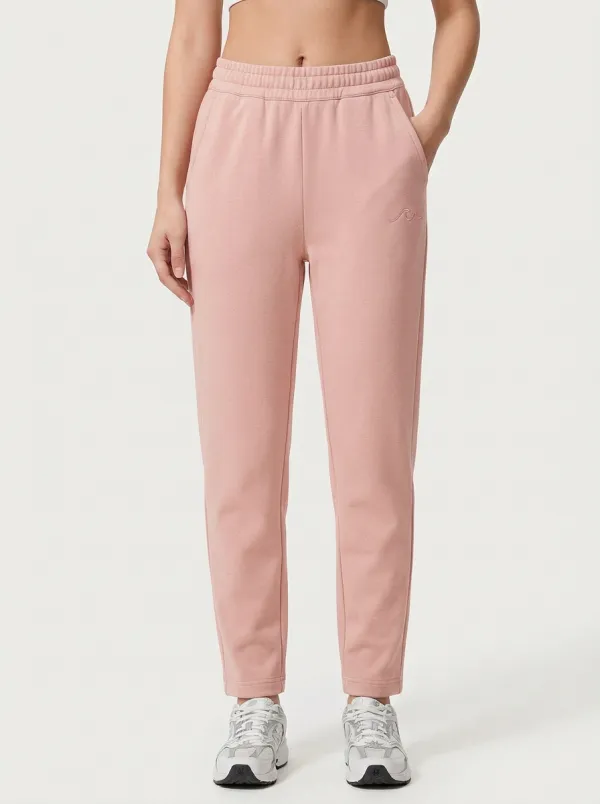 Women's Minimalist Wave Embroidery Solid Color Jogger Pants