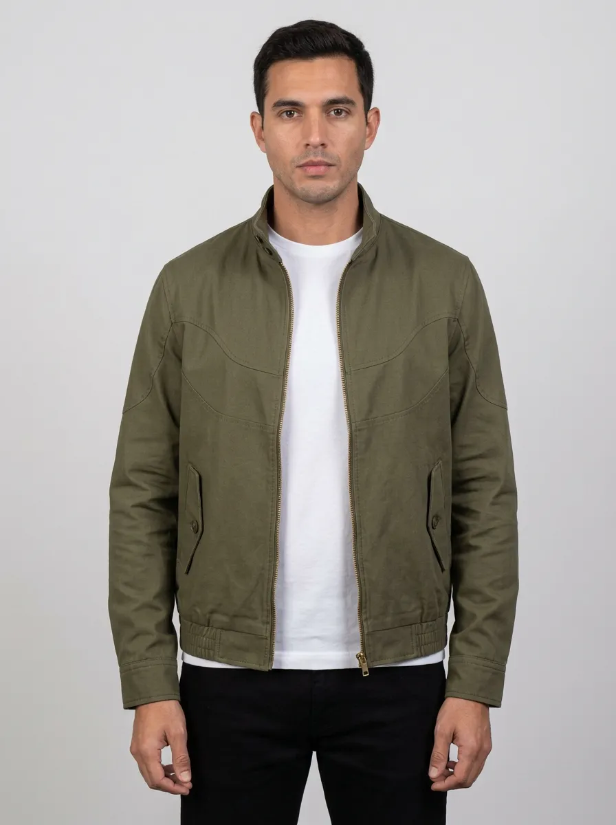 Military Stand Collar Zip Jacket