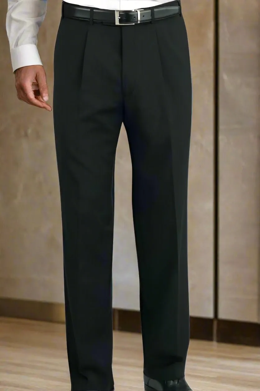 Men's Single Pleat Straight Leg Stretch Suit Trousers