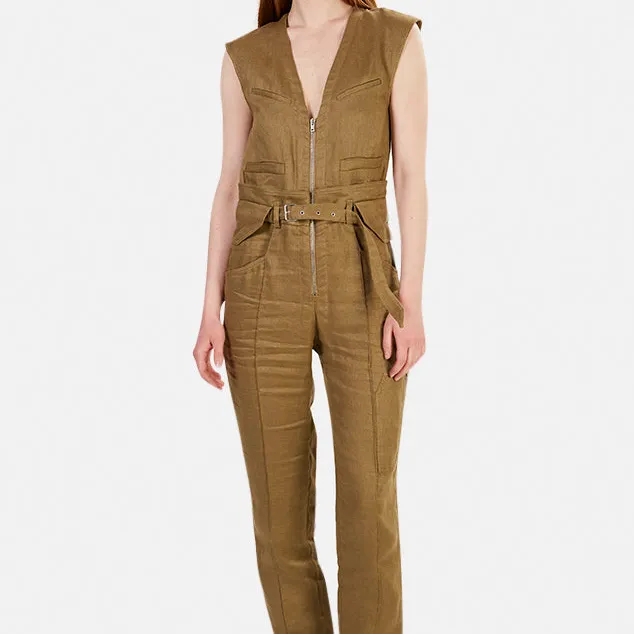 Linen Cotton Zip Jumpsuit