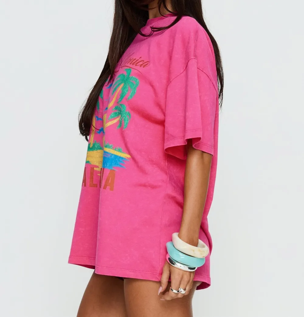 Washed Pink Oversized Graphic Tee