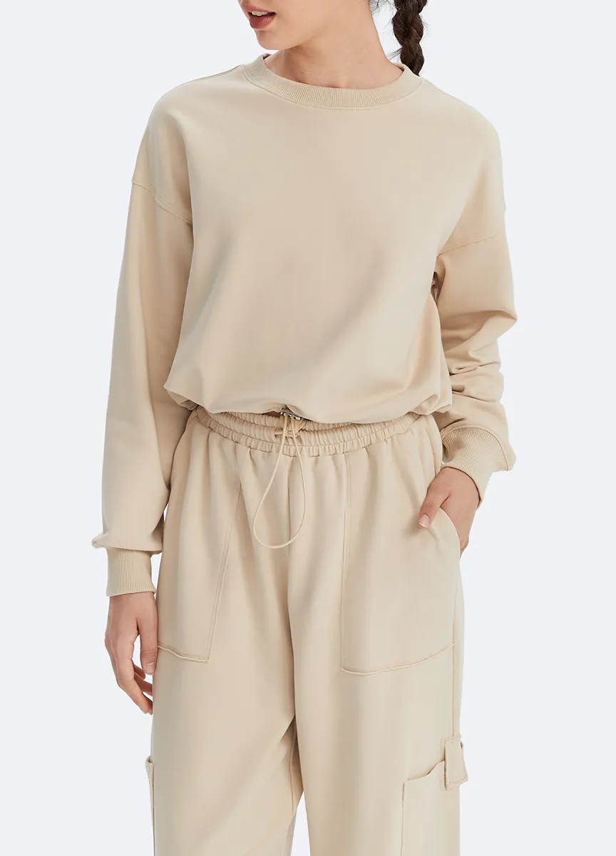 Drawstring Hem Cropped Sweatshirt