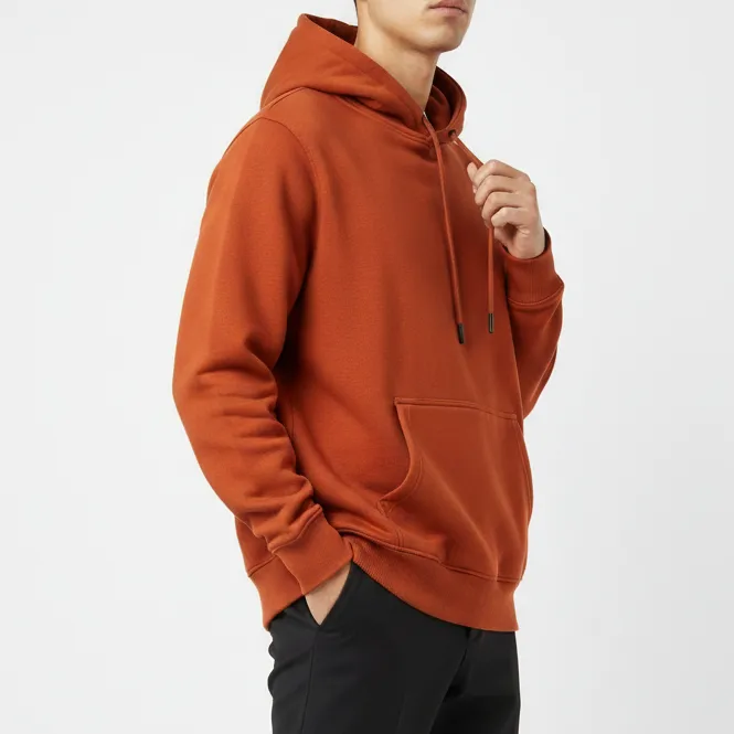 Contemporary Regular Fit Cotton Ribbed Hooded Pullover Hoodie