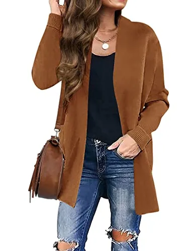 Women's Long Sleeves Open Front Leopard Print Knitted Sweater Cardigan Coat Outwear