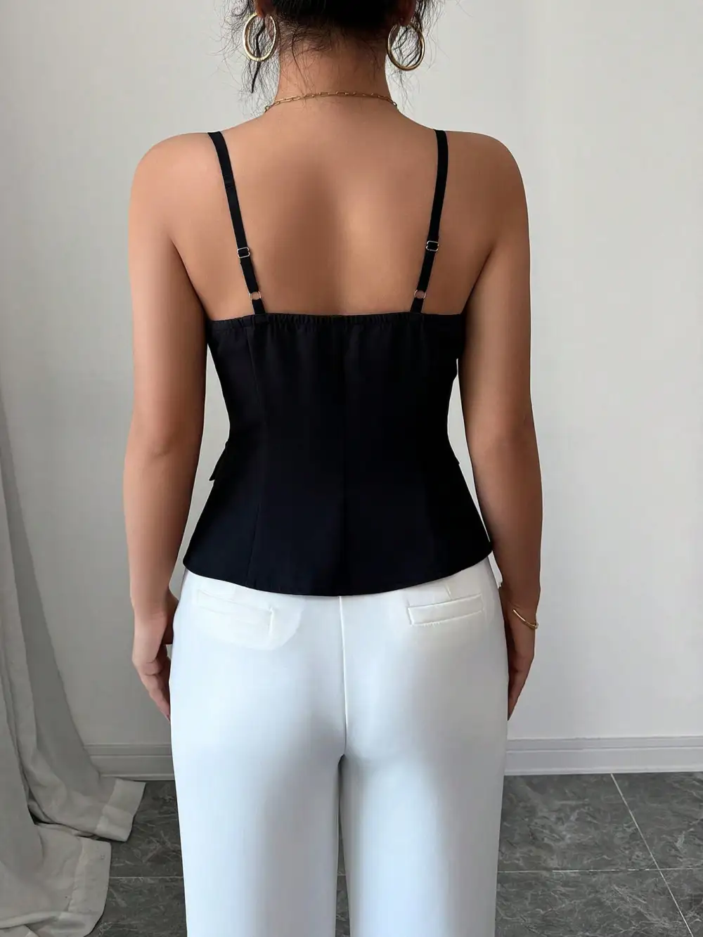 Button Front Fitted Camisole Top