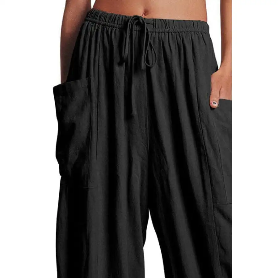 Full Size Pocketed Drawstring Wide Leg Pants