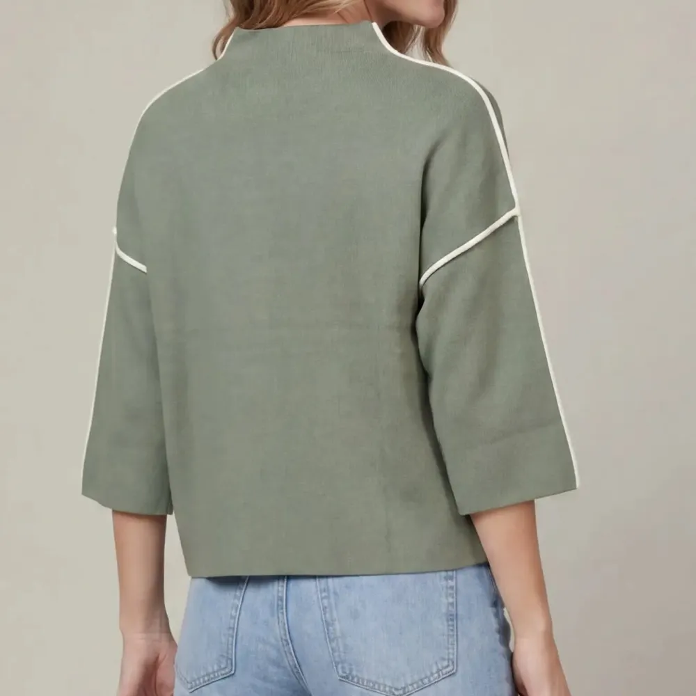Contrast Stitch Mock Neck Top