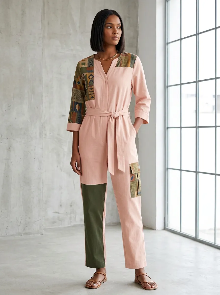 Women's Ethnic Geometric Patchwork Graphic Jumpsuit