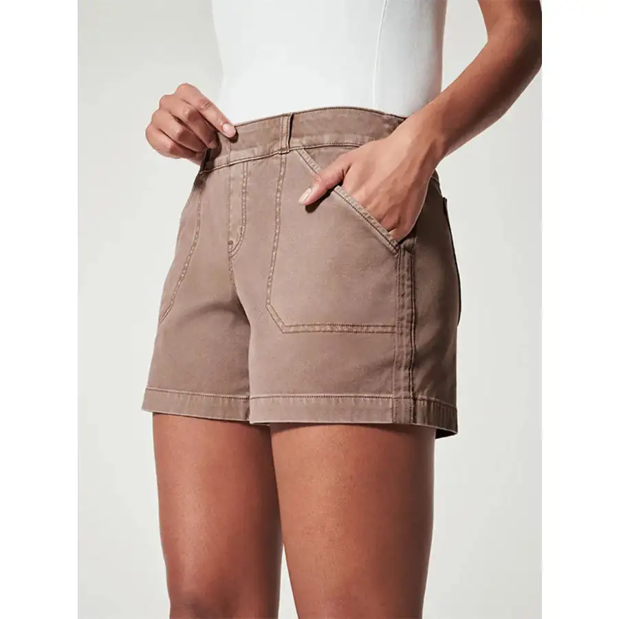 Pocketed Washed Denim Shorts
