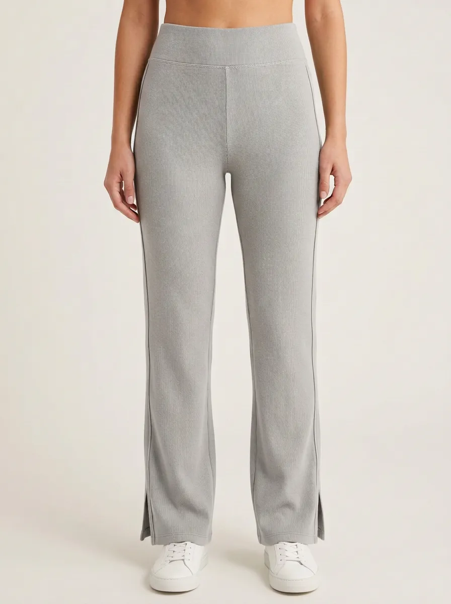 Women's Modern Split-Hem Ribbed Sport Pants