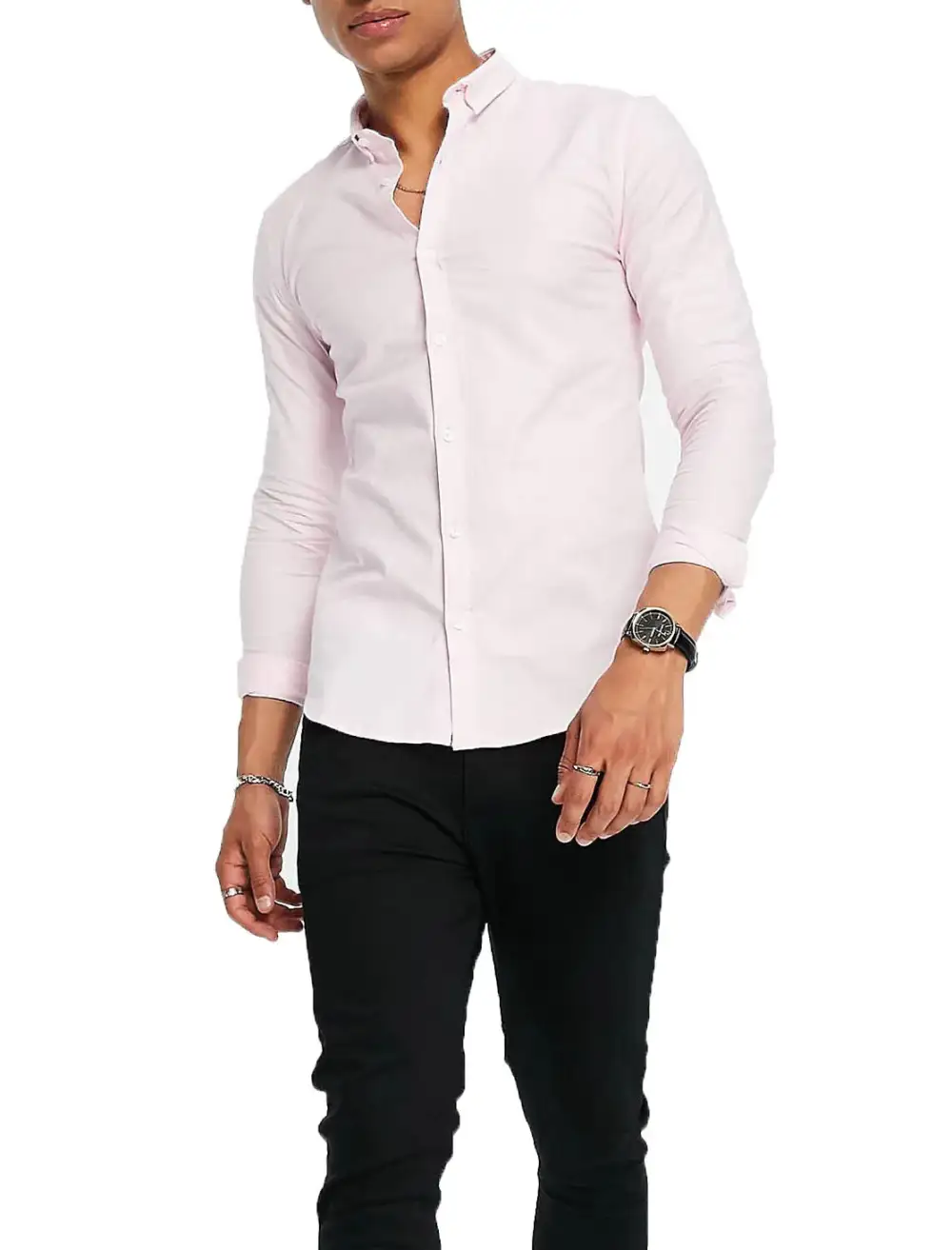 Refined Button Down Long Sleeve Slim Fit Dress Shirt