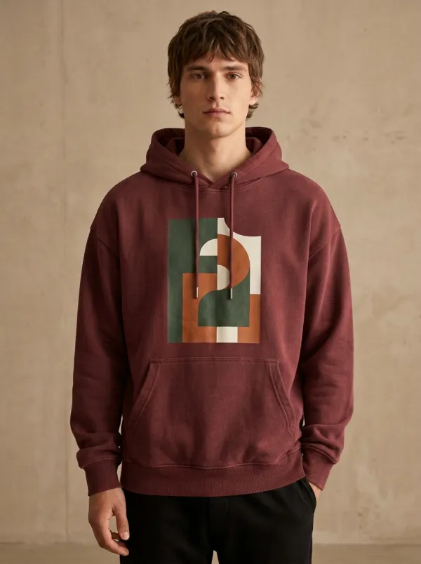 Unisex Layered Geometric Chest Artwork Hoodie