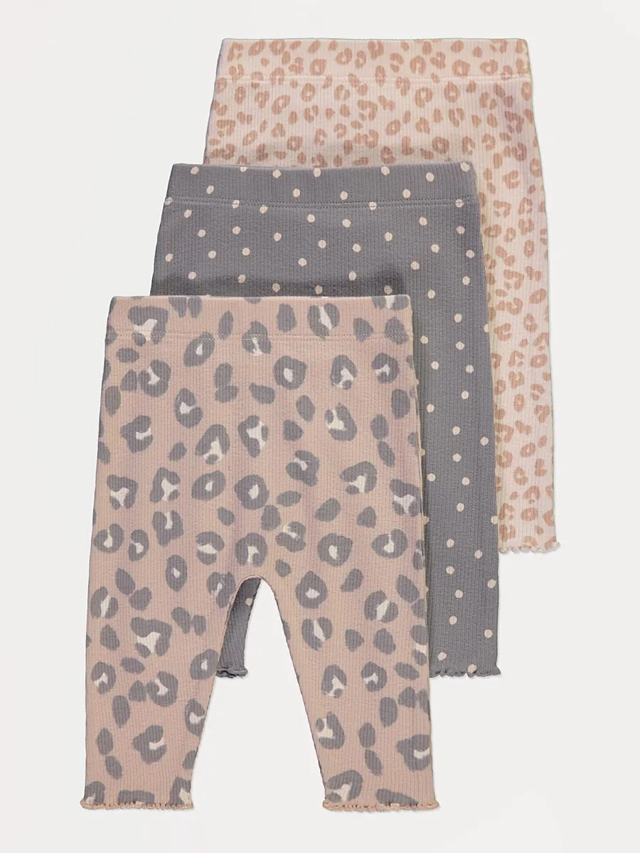 Neutral Animal Print Spotted Leggings 3 Pack