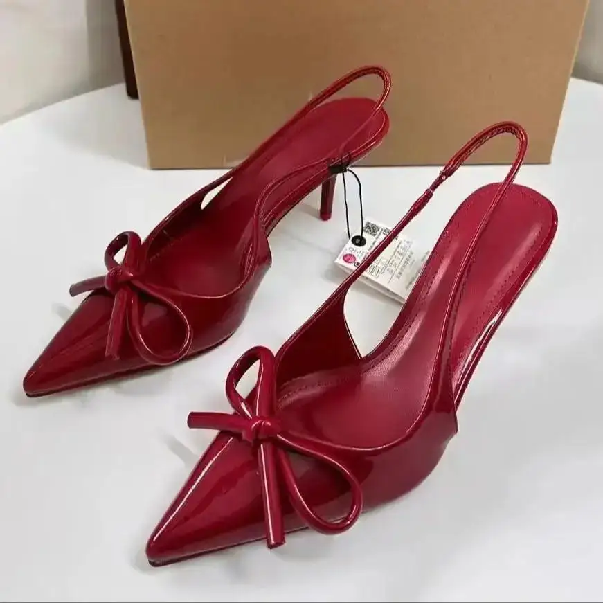 Classic Bow-Detail Slingback Pointed-Toe Pumps