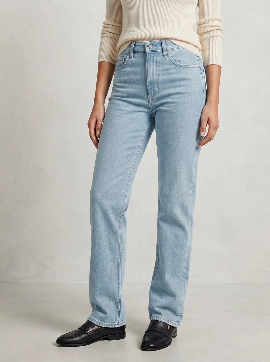 Elegant High-Rise Classic Women's Straight-Leg Jeans