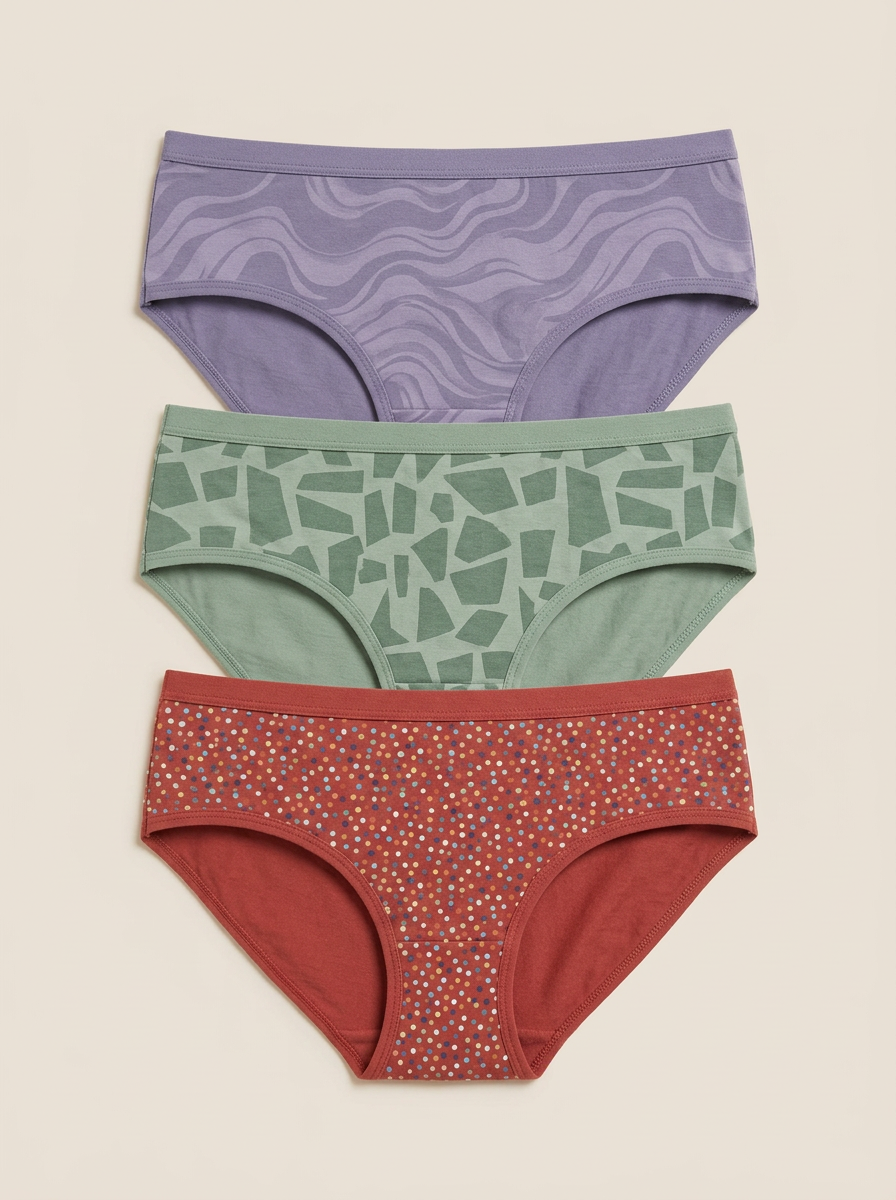 Women's Geometric Wave Polka Dot Three-Pack Briefs