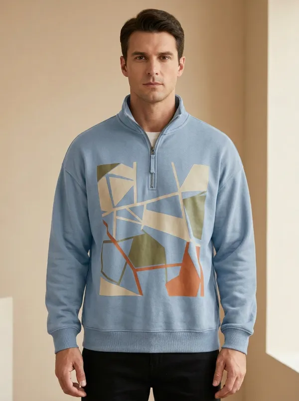 Abstract Half-Zip Geometric Abstract Men's Half-Zip Sweatshirt