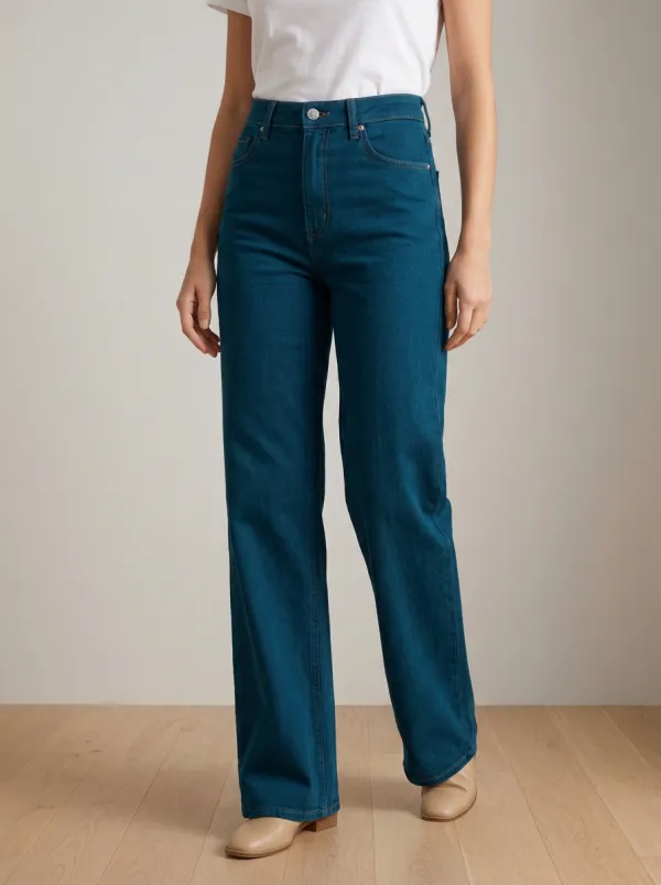 Everyday Wide-Leg Washed Denim Jeans