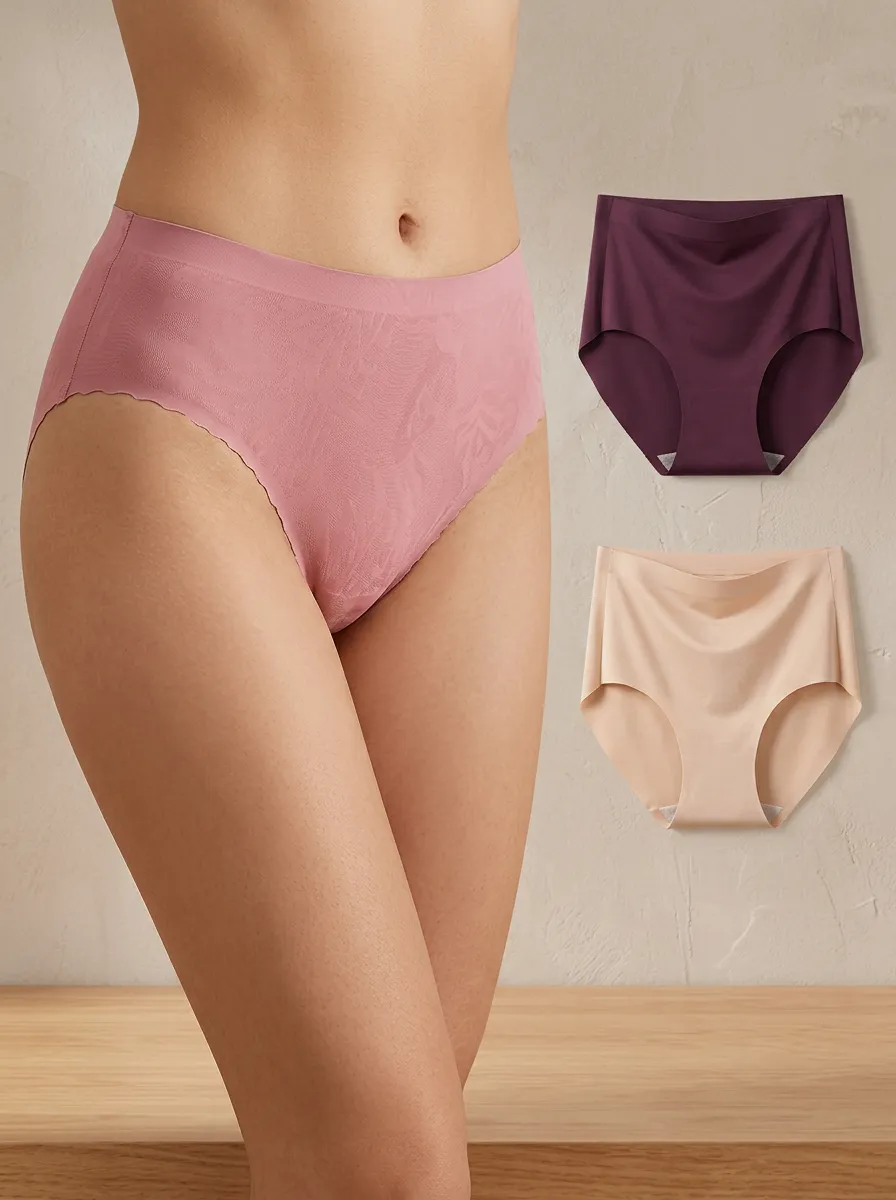 Women's Modern Floral Seamless Printed Patterned Three-Pack Panties