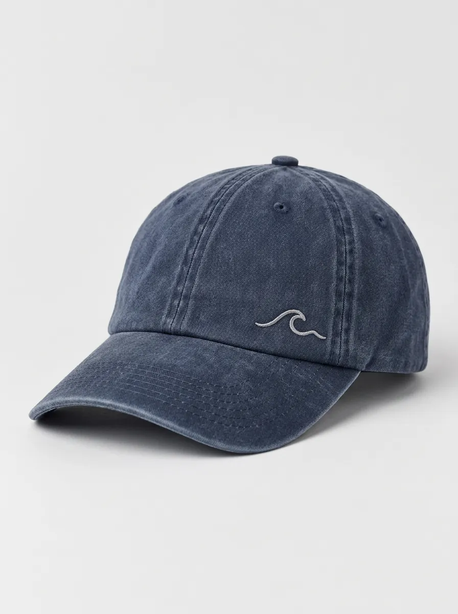 Casual Baseball Cap with Ocean Wave Embroidered Artwork