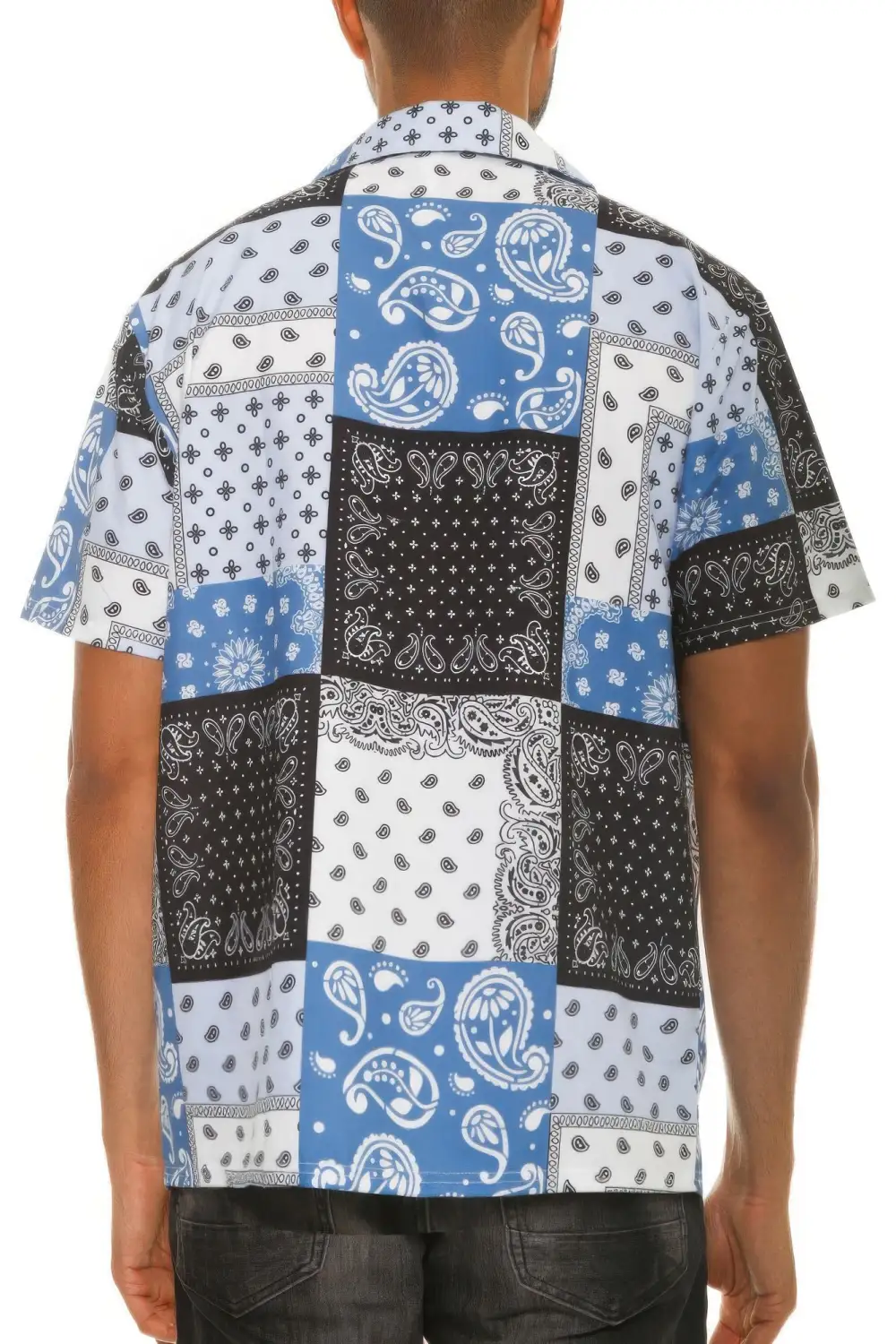 Men's Collared Print Button-Down Shirt