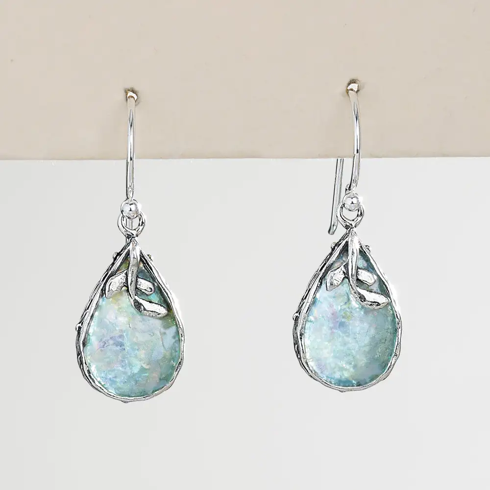Glass Textured Teardrop Earrings