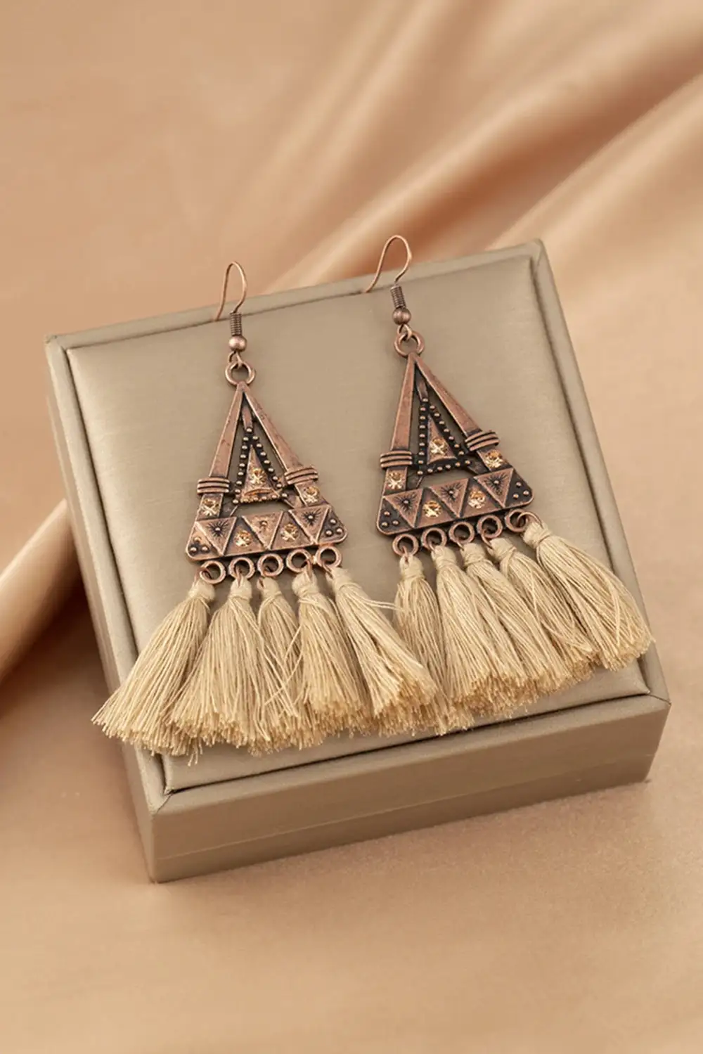 Alloy Triangle Bohemian Tassel Earrings