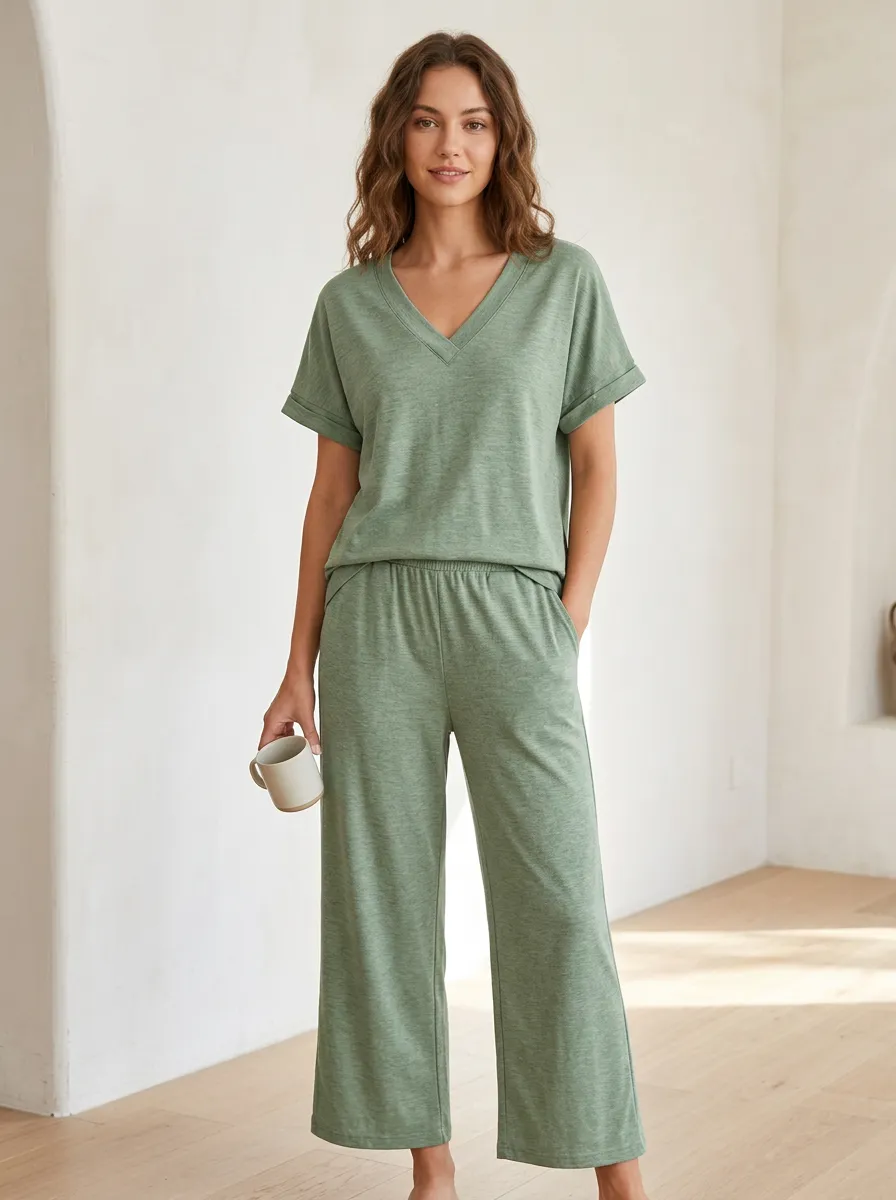 Trimmed Women's V-Neck Shirt
