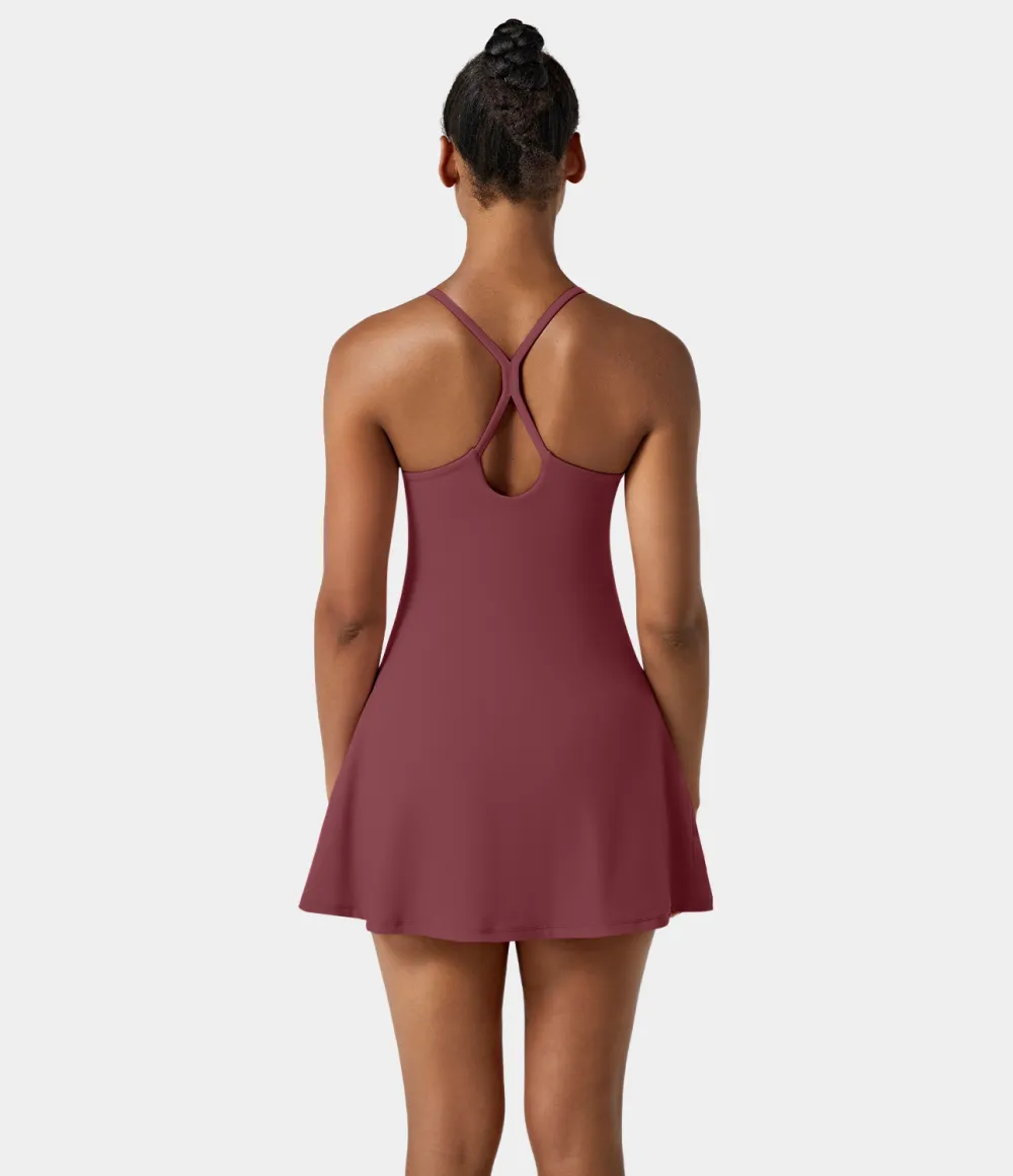 Softlyzero Airy Backless Cut Out 2-in-1 Pocket Cool Touch Mini Activity Dress