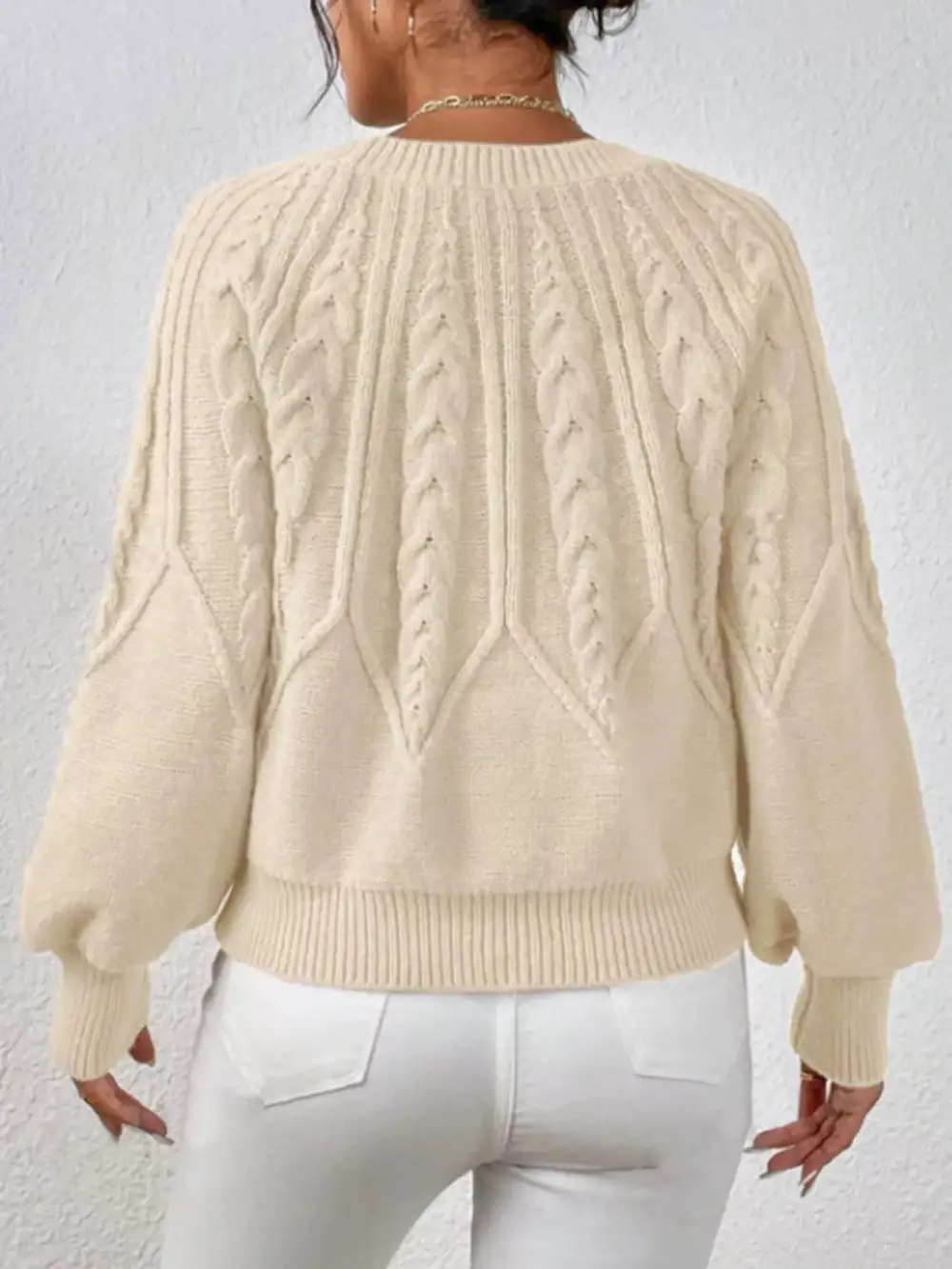 Essential Long Sleeve Cable Knit Sweater