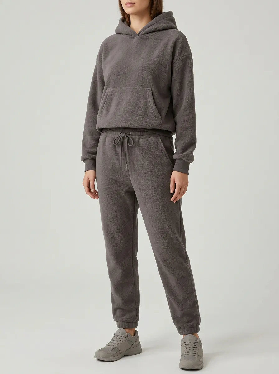Women's Structured-Hood Fleece Hoodie And Ribbed-Cuff Jogger Set