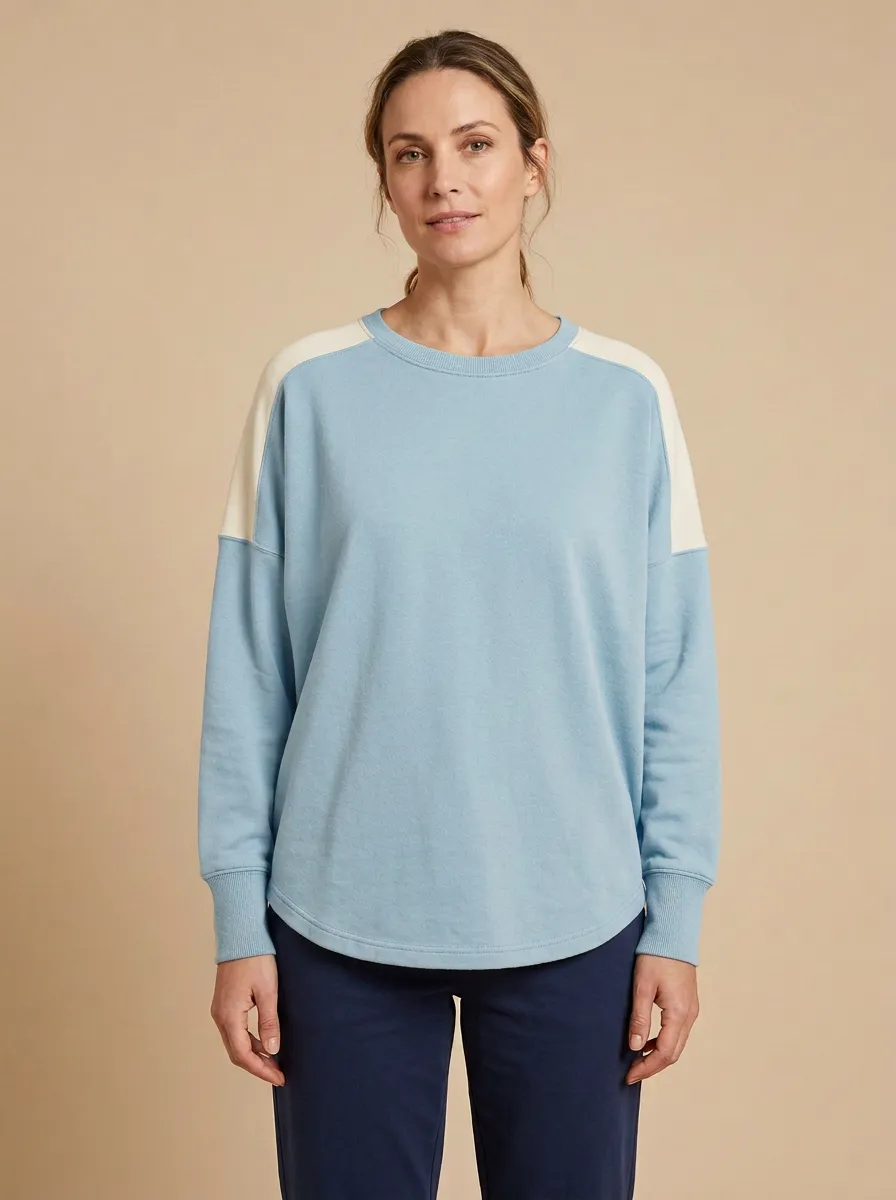 Women's Raglan Dropped-Shoulder Colorblock Crew-Neck Sweatshirt
