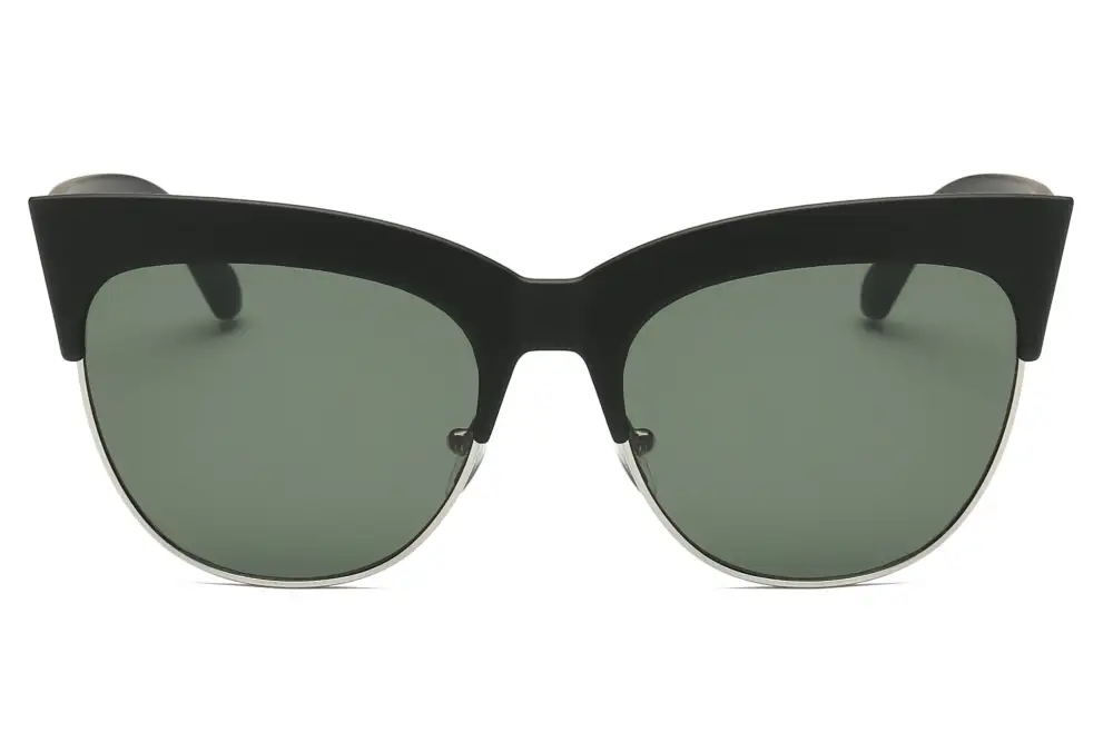 Half Frame Round Cat-Eye Sunglasses