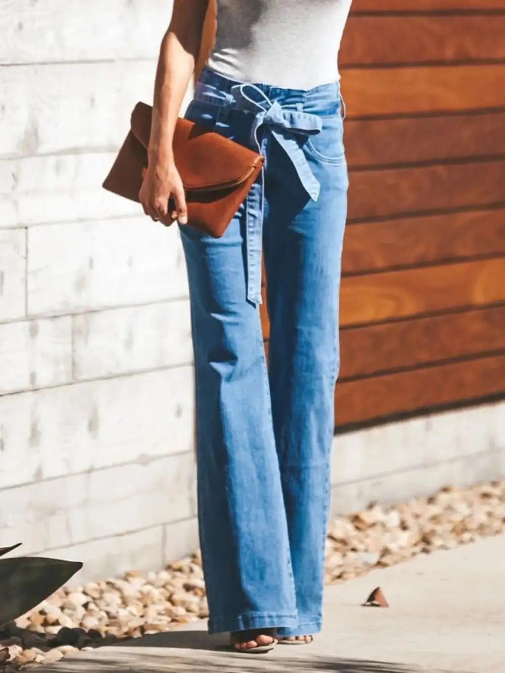 Tiered Drawstring Denim Jeans